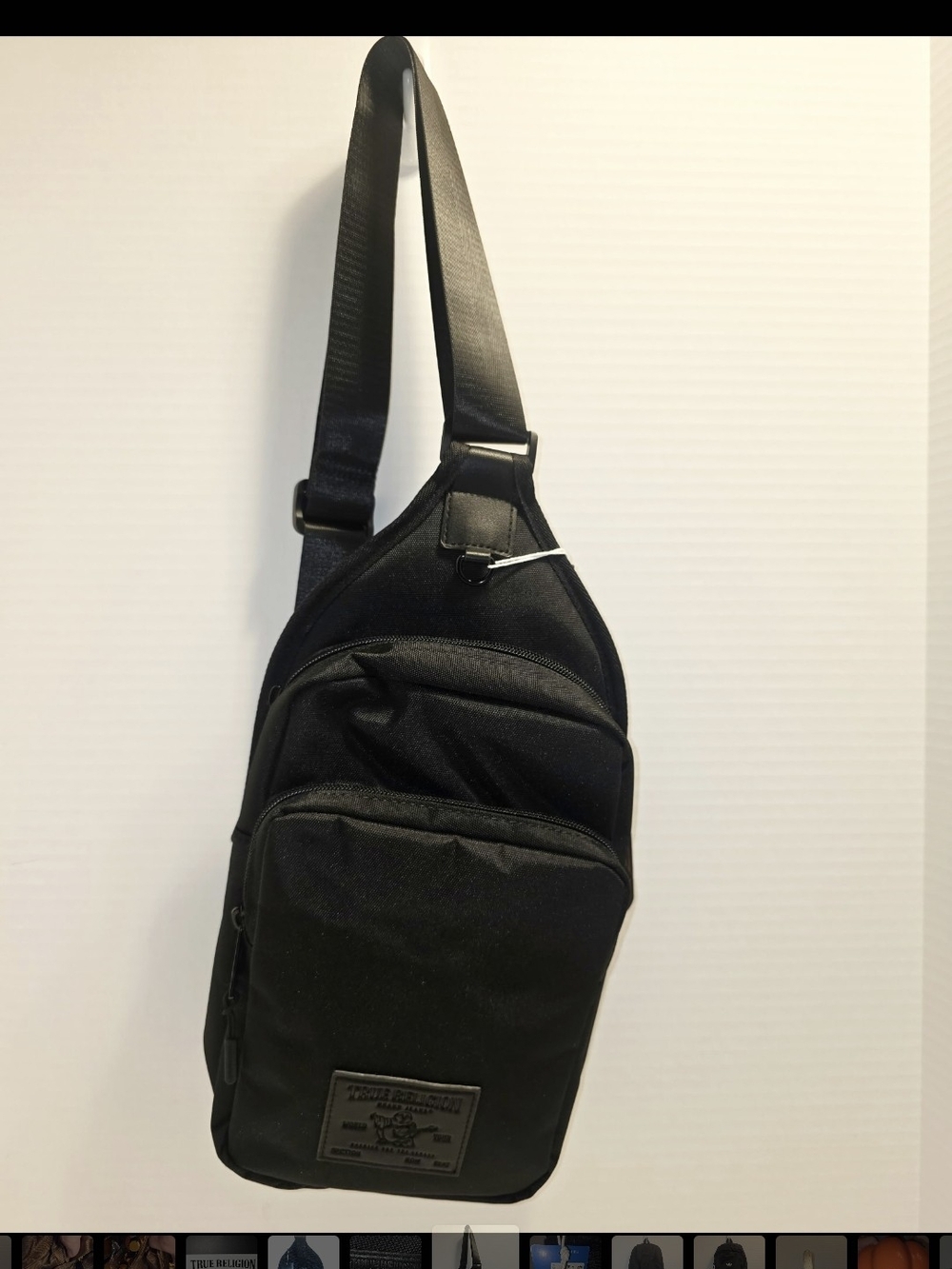 True Religion Pippin Crossbody Sling Bag – Black Nylon Travel Backpack